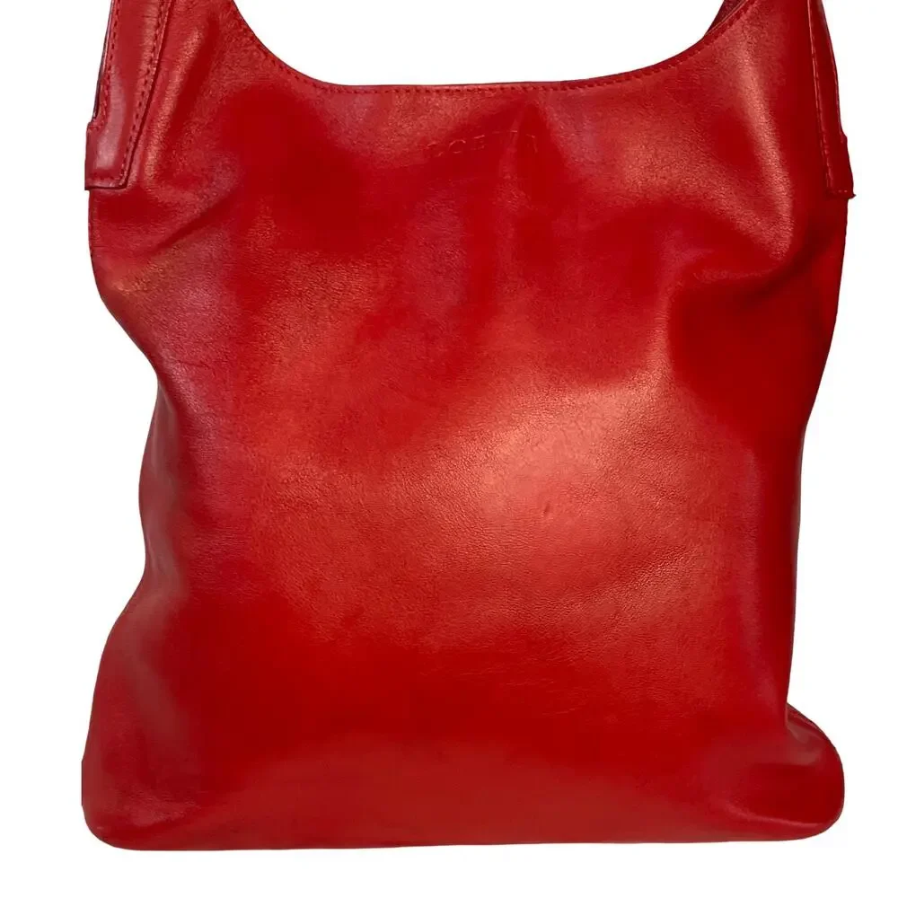 Loewe Red Leather Hobo Shoulder Bag Madrid Minimalist Slouch Handbag